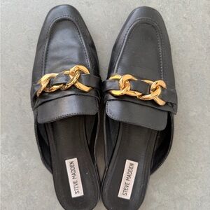 Steve Madden Black Flats with Gold Accent